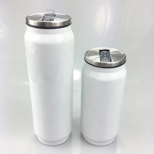 12oz 17oz Double Walled Beer Cans Cola Water Bottle Stainless Steel Tumbler Sublimation Blanks With Straw