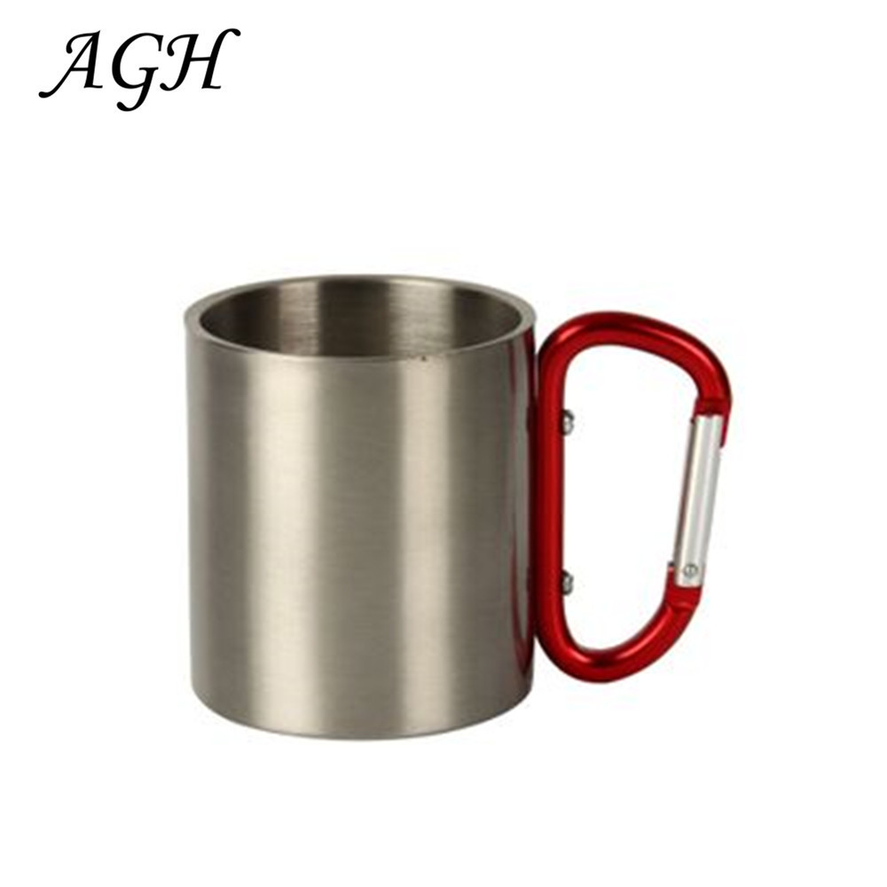 8oz Stainless Steel Coffee Carabiner Cup Camping Travelling cup Tumbler With Carabiner, Portable