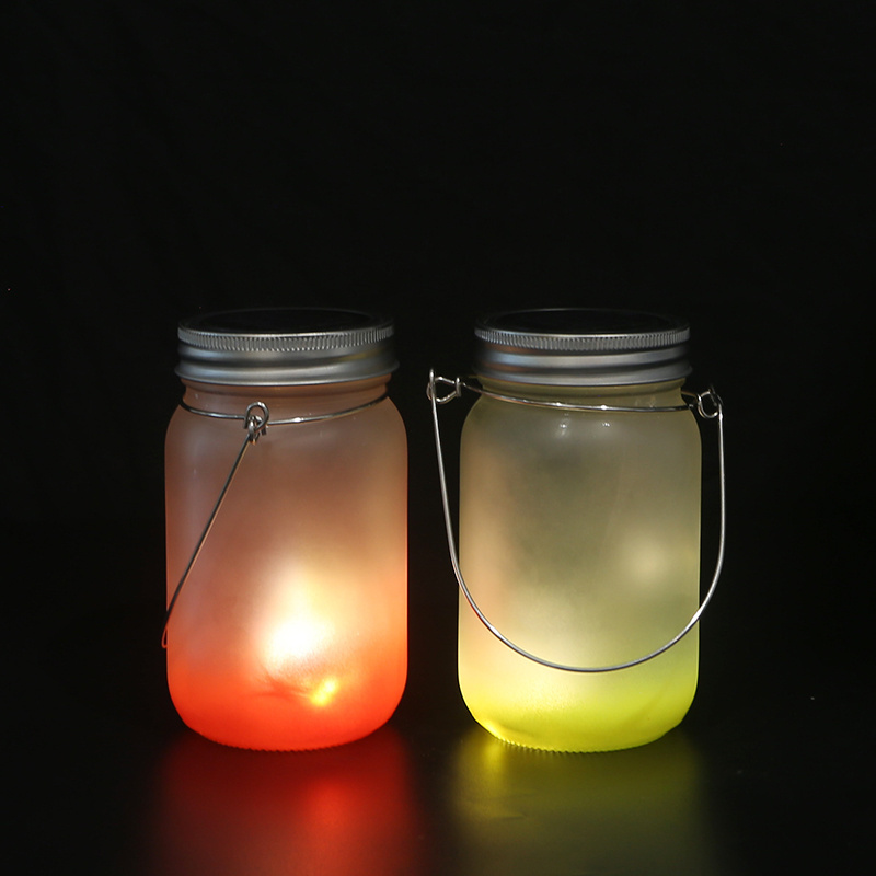 Custom sublimation blank 430ml  frosted colored glow in the dark glass can mason jar with lid with twine