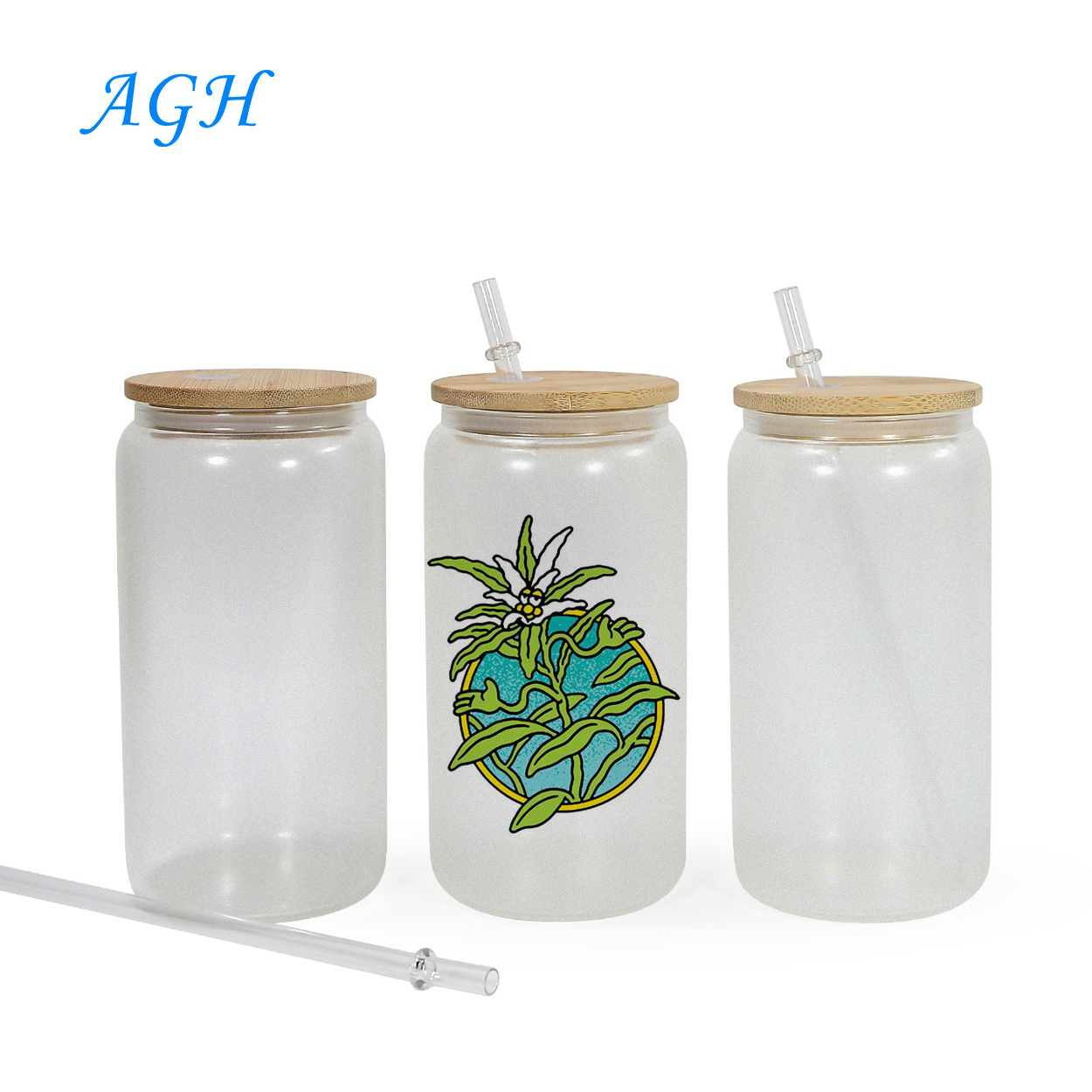 Glow in the dark sublimation fluorescent Luminous wine beer shaped can glass beer can glasses tumbler with bamboo lid and straw