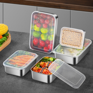 304 stainless steel crisper with lid lunch box refrigerator storage hot pot preparation outdoor repackaging meal taste boxes