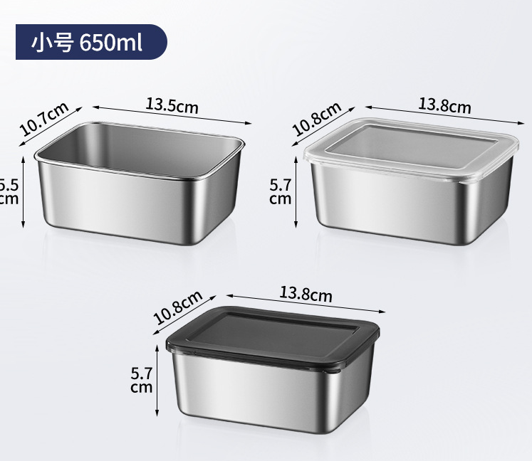 304 stainless steel crisper with lid lunch box refrigerator storage hot pot preparation outdoor repackaging meal taste boxes