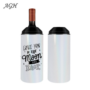 AGH Custom Portable Champagne Wine Chiller Insulated Double Wall Stainless Steel Sublimation Wine Bottle Cooler Bucket