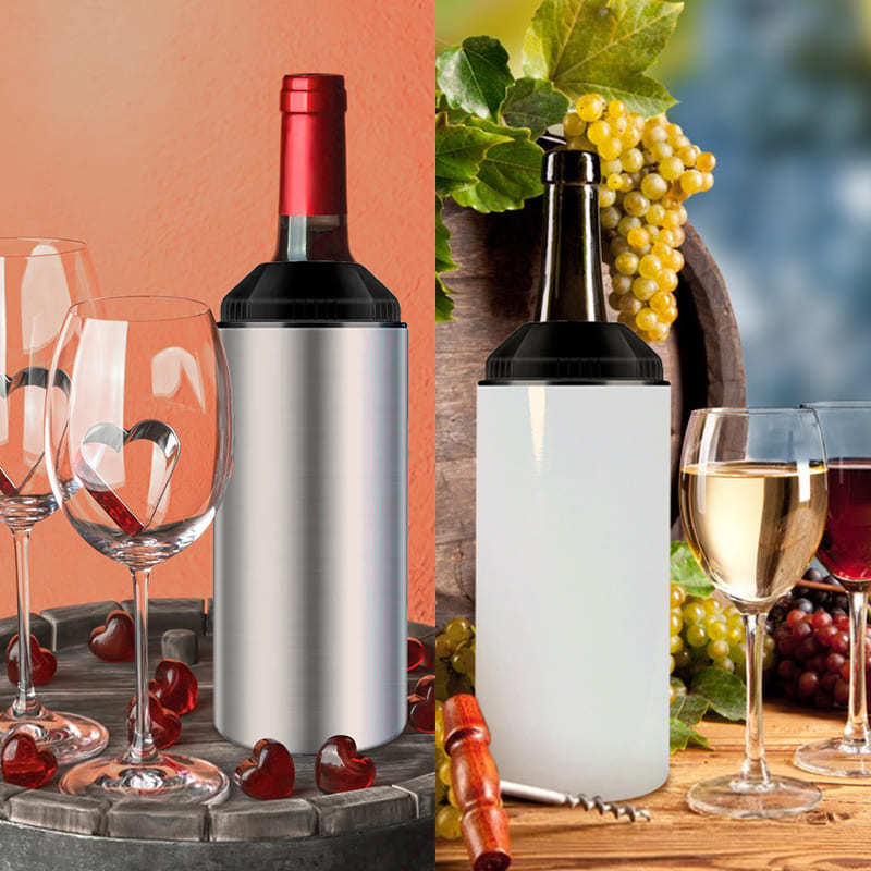 AGH Custom Portable Champagne Wine Chiller Insulated Double Wall Stainless Steel Sublimation Wine Bottle Cooler Bucket