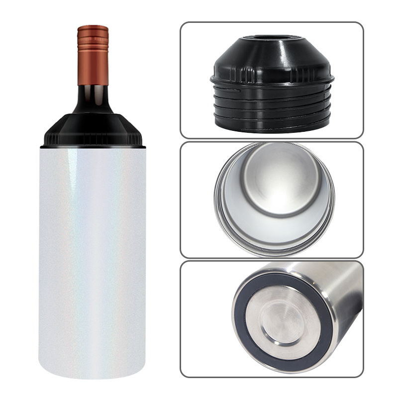 AGH Custom Portable Champagne Wine Chiller Insulated Double Wall Stainless Steel Sublimation Wine Bottle Cooler Bucket