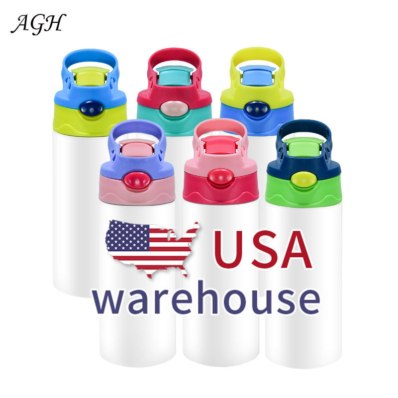 AGH USA Warehouses 12oz 20 oz Eco-friendly Stainless Steel Straight White Baby Kids Sublimation Blanks Tumbler Water Bottle