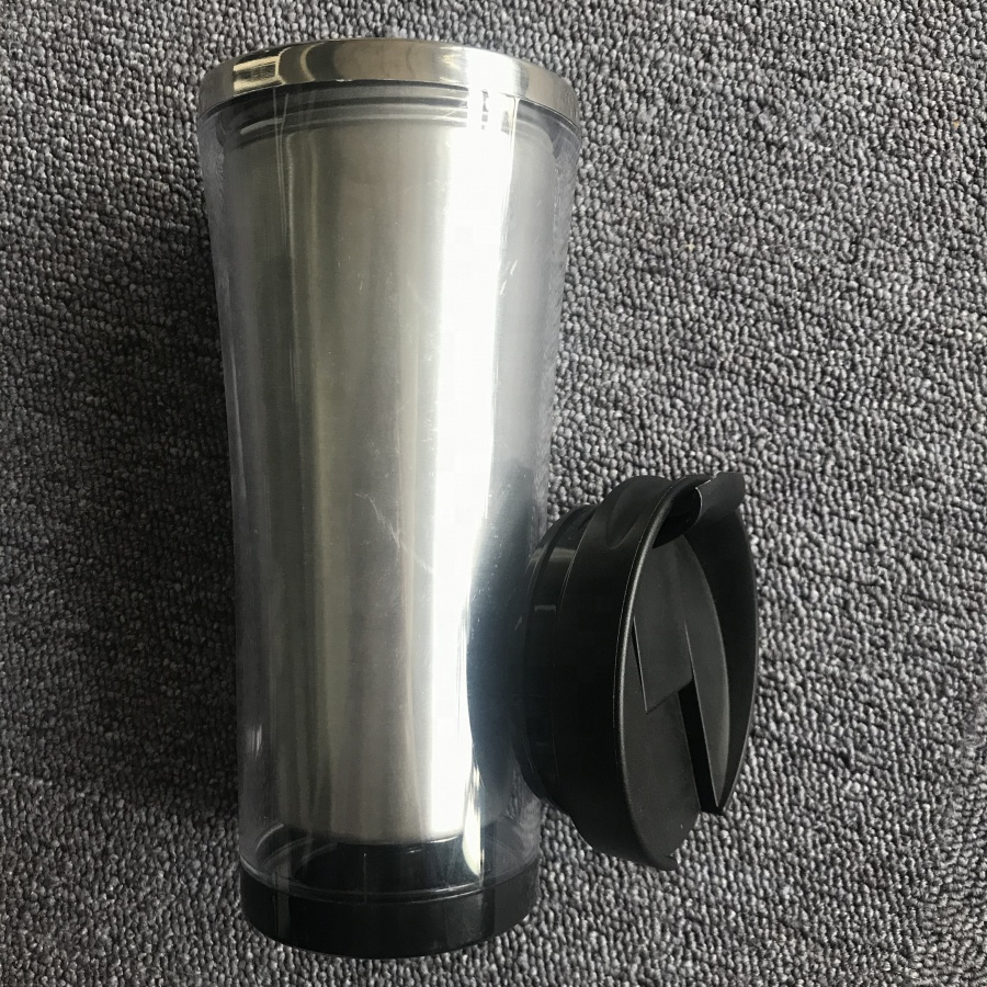 wholesale double wall tumbler cup inner stainless steel and outer plastic with diy paper mug 450ml storyboard tumbler in bulk