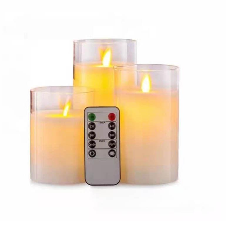 AGH Hot Selling High Quality Flameless Led Candle Grey Gold Glass Pillar Candles