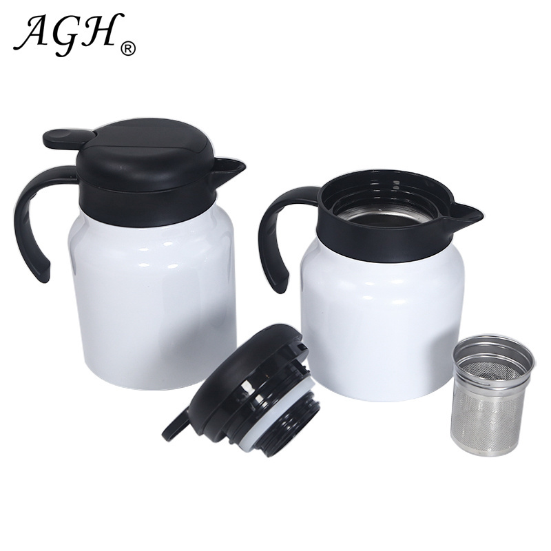 AGH 32oz 1000ml Blanks Thermal Pot Vacuum Insulated Double Wall Stainless Steel 316 Coffee Pot With Tea Strainer