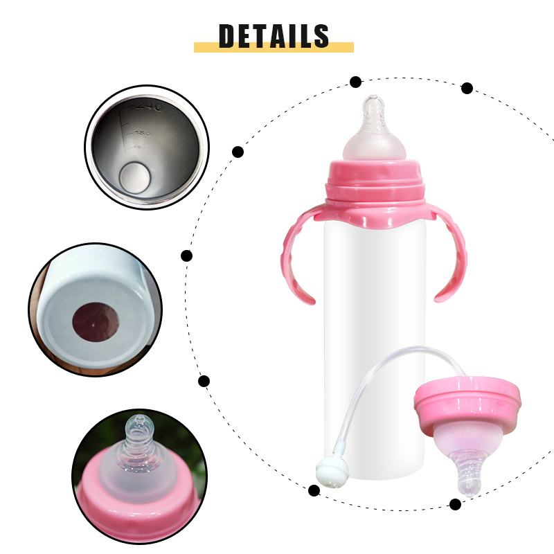 AGH Wholesale Eco-friendly Cute 8oz Oz  Stainless Steel Sublimation Blanks Baby Feeding Water Bottle Kid Tumbler with Handle