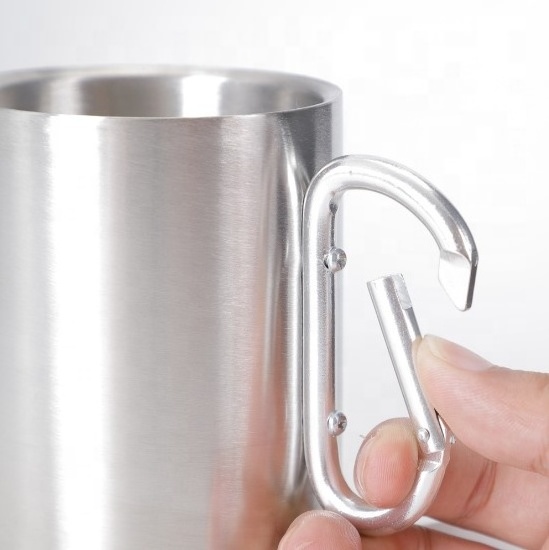 220ml carabiner mug wholesale double wall stainless steel coffee cup camping tumblers With Carabiner Mug