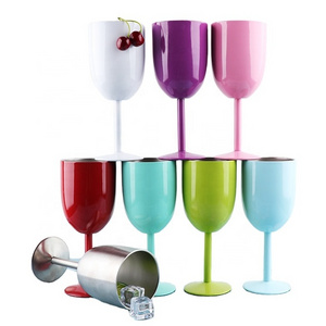 10oz Stainless Steel Wine Goblet Wholesale Water Bottles Red Wine Cup Double Walled Tumbler Goblet with Clear Lid