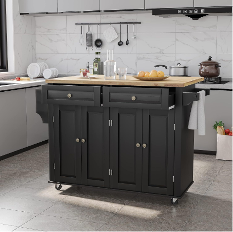 Artificial Board Kitchen Island Storage Trolley Kitchen Cart Industrial Wheel Mobile  Buffet Cart with Drawers