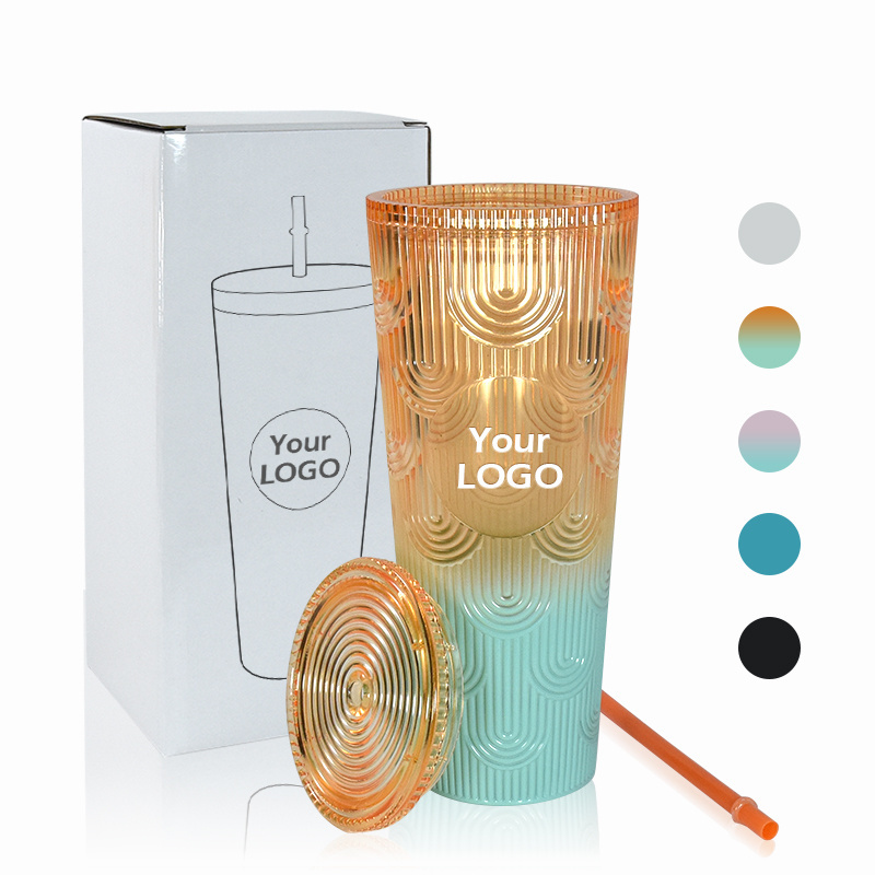 AGH Customized Wholesale 25oz Colored Double Wall Acrylic Plastic Tumbler Come with Straw and Lid