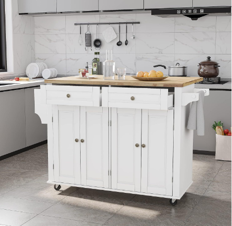 Artificial Board Kitchen Island Storage Trolley Kitchen Cart Industrial Wheel Mobile  Buffet Cart with Drawers