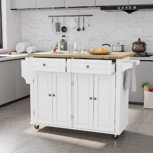 Artificial Board Kitchen Island Storage Trolley Kitchen Cart Industrial Wheel Mobile  Buffet Cart with Drawers