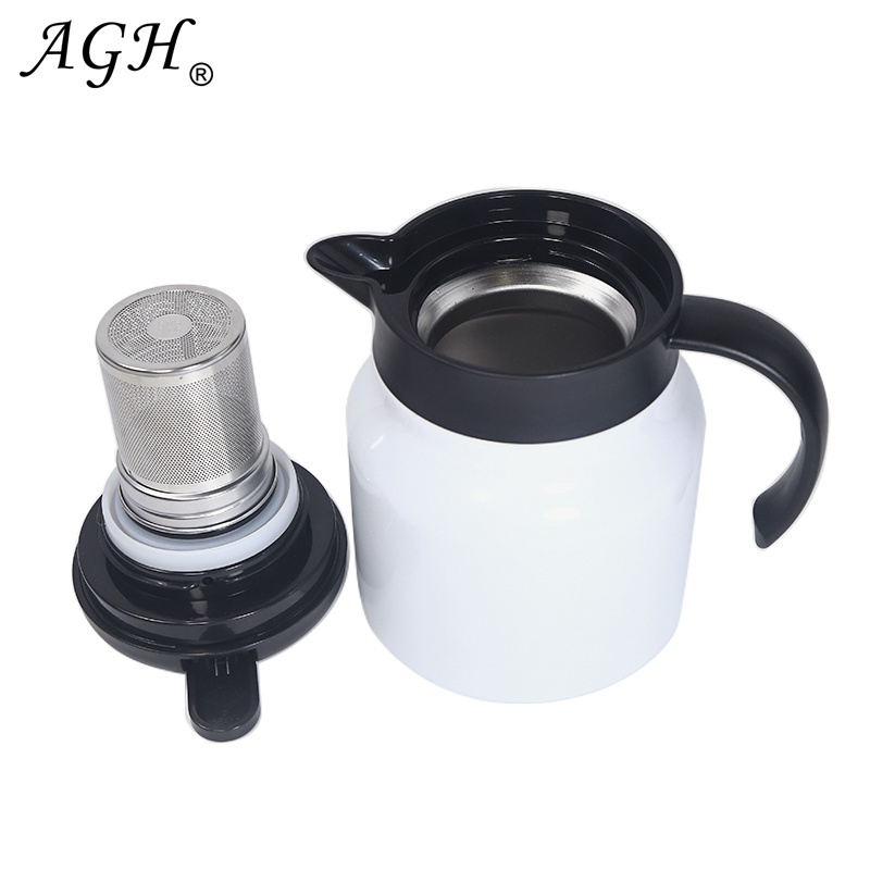 AGH 32oz 1000ml Blanks Thermal Pot Vacuum Insulated Double Wall Stainless Steel 316 Coffee Pot With Tea Strainer