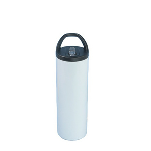 20oz white straight sublimation tumblers with straw lid and handle insulated skinny double wall mug stainless steel mugs