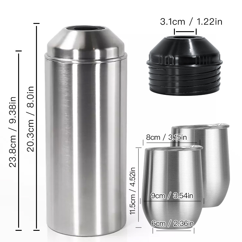 China warehouse in stock Ice Bucket 25oz wine bottle Chiller stainless steel insulated cooler chiller sets with 2 champagne cups