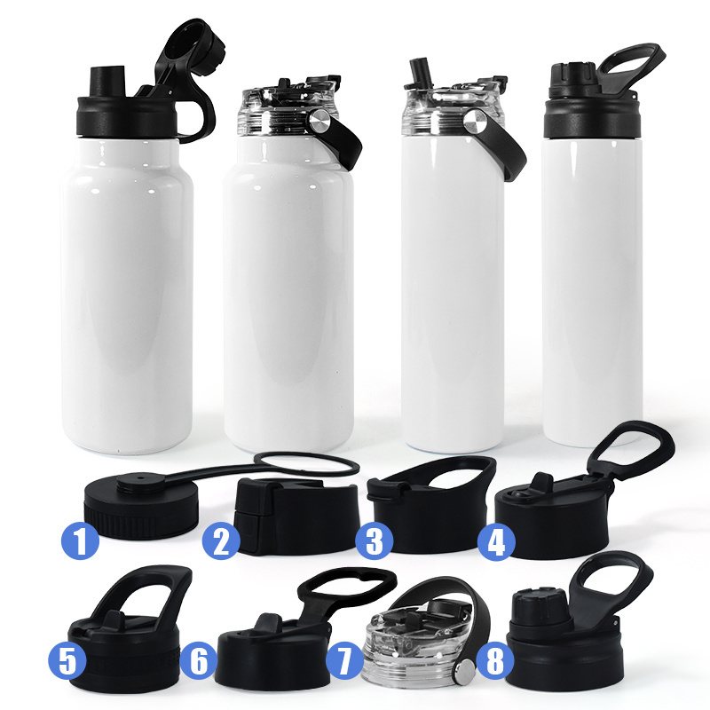 New Factory Wholesale 20oz 32oz sublimation blank stainless steel double wall vacuum water bottle lids