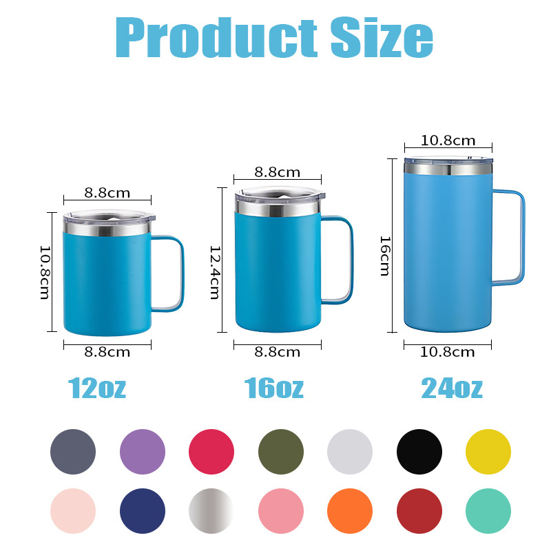 Creative 12oz 14oz 16oz 24oz Double Walled Coffee Mug Custom Tumbler Insulated Stainless Steel Cup With Lid