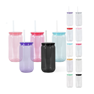 Factory Wholesale Libby Kids Cups 16oz clear colored jelly plastic cups tumbler With lid and straw and individual box