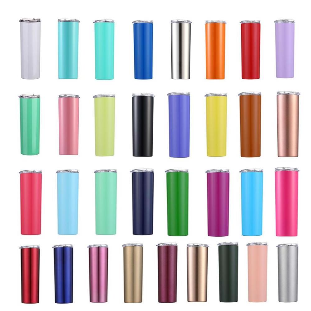 RTS Factory Bulk Stocked Multi-color Classic Double Walled Insulated Water Bottle 304 Stainless Steel Cup Skinny Tumbler 20 OZ