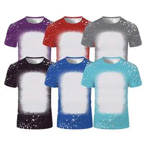 USA China warehouse Tie Dye Leopard Bleach Shirts Polyester Soft Short Sleeves Sublimation Blank Faux Bleached T Shirts