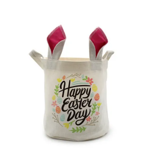 Custom DIY Sublimation Easter Bags Rabbit Ear Gift Candy Bucket Blanks Linen Polyester Sublimation Baskets