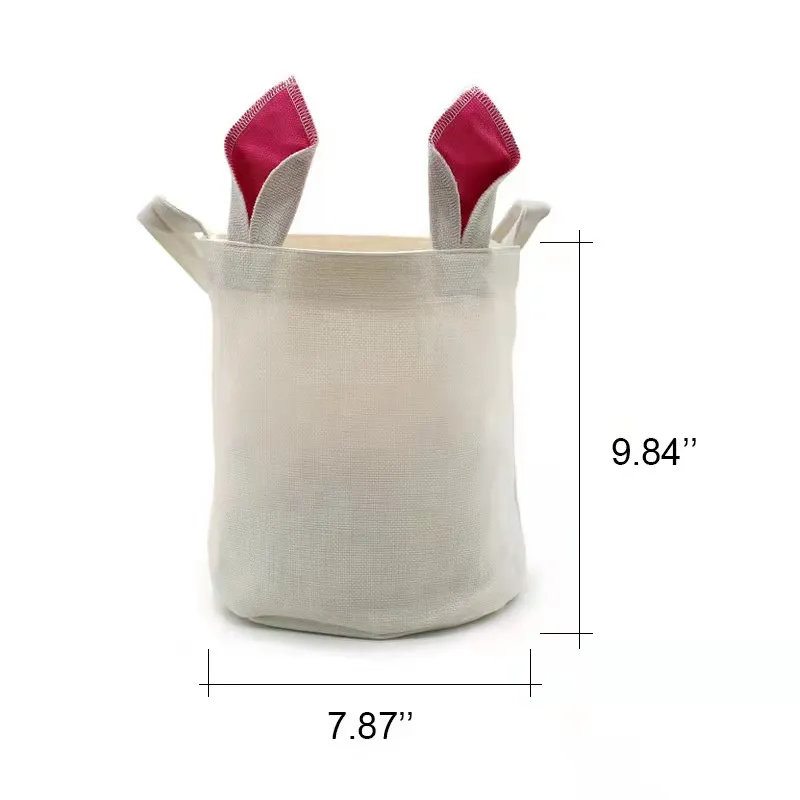 Custom DIY Sublimation Easter Bags Rabbit Ear Gift Candy Bucket Blanks Linen Polyester Sublimation Baskets