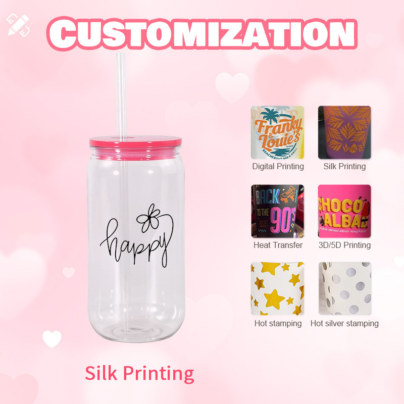 Factory Wholesale Libby Kids Cups 16oz clear colored jelly plastic cups tumbler With lid and straw and individual box