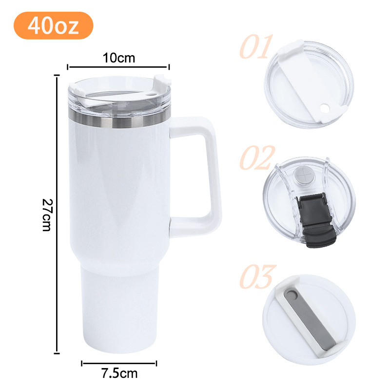 Factory Supply Quencher cup H1.0 H2.0 Stainless Steel Vacuum Insulated sublimation 40oz tumbler with Removeable Handle