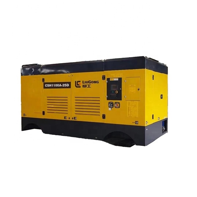 LIUGONG portable 25 bar Diesel Screw Air Compressor for mining water well drilling Rig