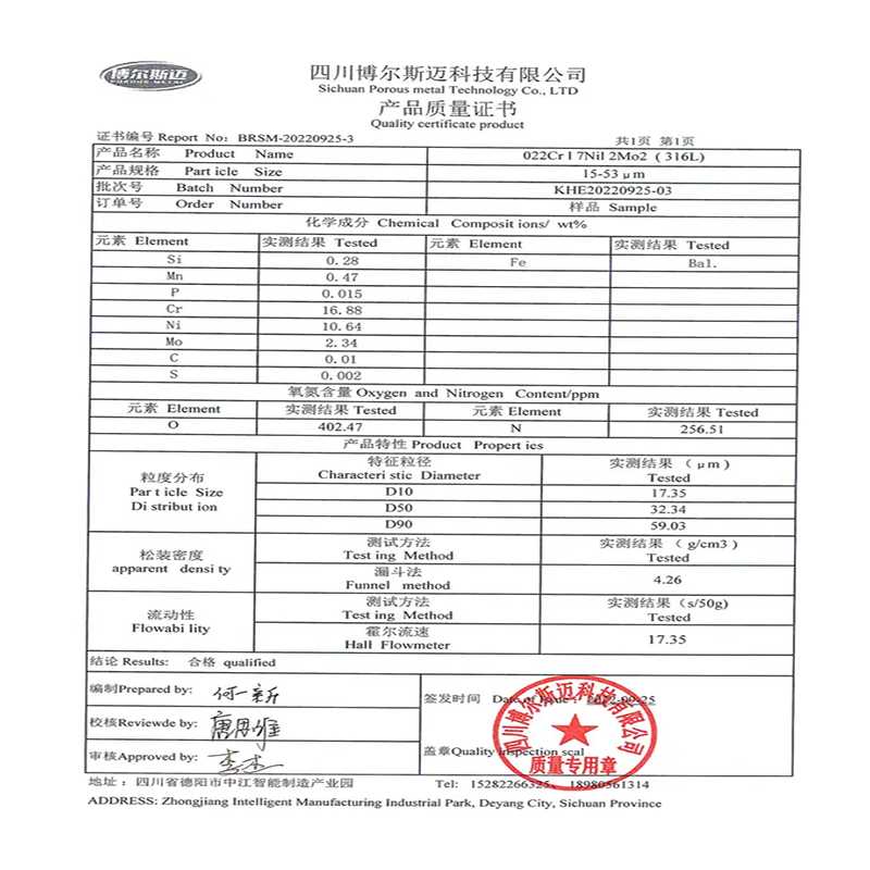 Stainless steel powder 316L spherical stainless metal alloy powder for 3D printing powder/thermal spraying