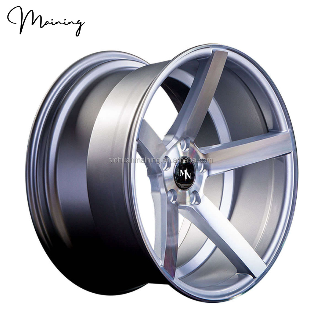 17 18 19 20 Inch Wheels 5x108 5x114.3 5x120 5x112  Silver Five Spoke Concave Design Alloy Hot Wheels Passenger Car Wheels Rims