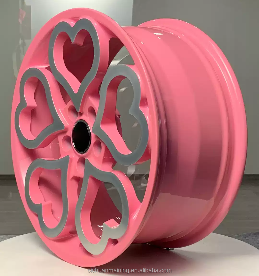 Pink Heart Rims Shape Alloy Wheels 5x112 5x114.3 5x120 16 17 18 19 20 21 22 23 24 25 26 Inch Rims With Hearts