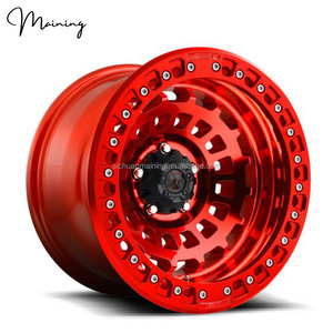 Custom Size Wheels 17 18 19 20 21 22 23 24 Inch 5 6 8 Holes 6x139.7 5x127 6x135 Offroad Red Wheels for Jeep Wrangler 329 Wheels