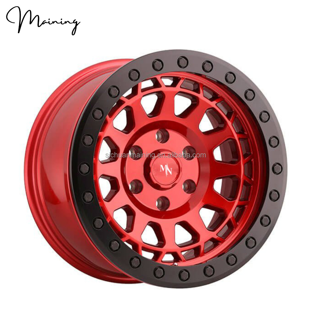 Custom Size Wheels 18 19 20 21 22 23 24 Inch 5 6 8 Holes 6x139.7 5x127 6x135 Offroad Red Wheels for Jeep Wrangler 329 Wheels