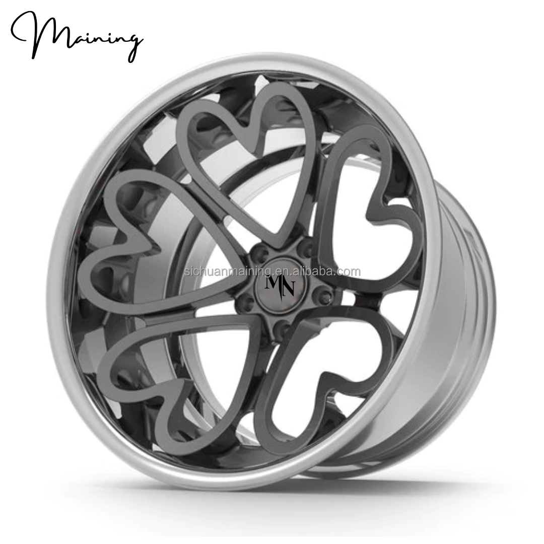 MN Forged Custom For Heart-Shaped Car Wheels Pink Black Chrome Purple Racing Hearts Rims