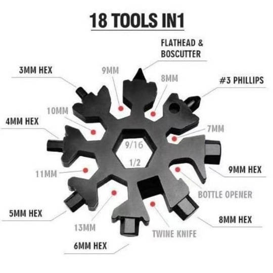 Multi-function Tool Snowflake Shape Wrench Mini Screwdriver Inside Octagonal Convenient Tool