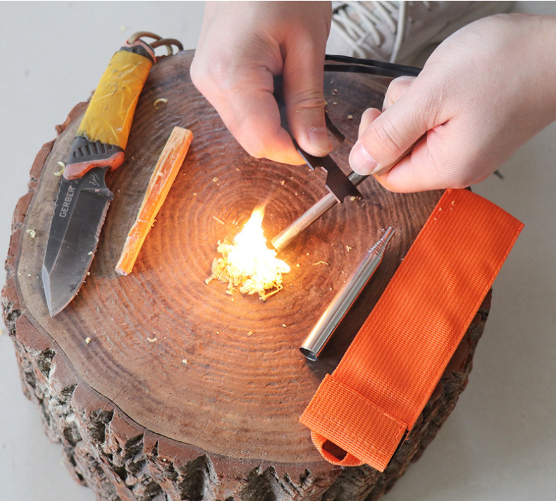 Outdoor Camping Bushcraft Campfire Emergency Kit Pocket Fire Bellow Flint Rod Fatwood Stick Fire starter