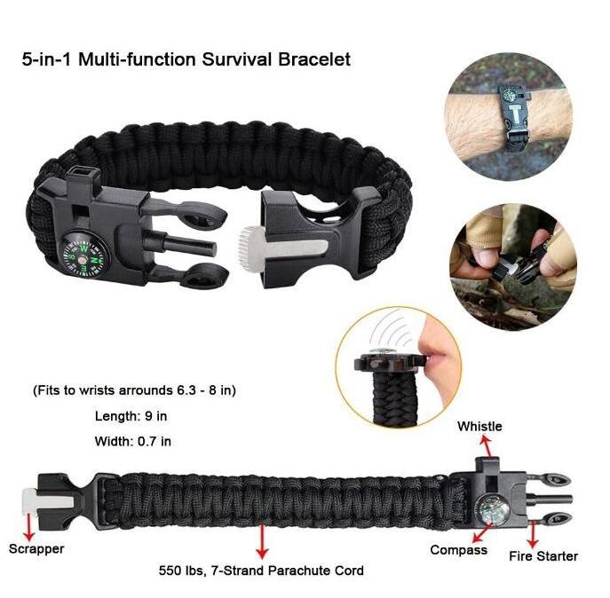 Outdoor SOS Survival Gear Kit Emergency Camping Tactical EDC Tools 11 in 1 Survival  Kit with Fire Starter Flashlight