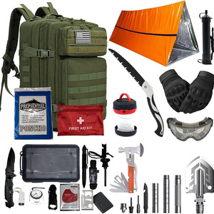 Outdoor Go Bag Survival Gears 72 Hours Camping Backpack Tactical Emergency Survival Kit for Disaster Earthquake Tsunami