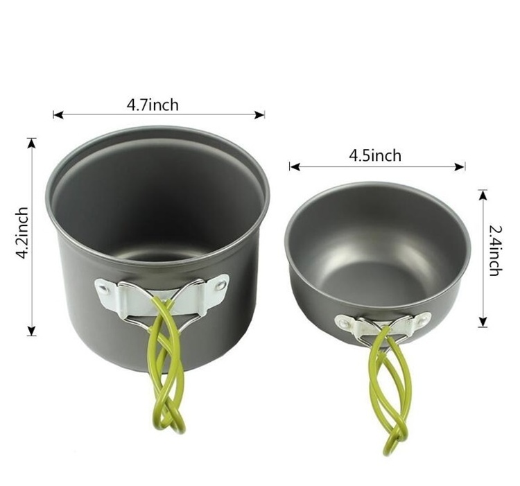 Outdoor Hiking Cookware Set Backpacking Cooking Picnic Bowl Pot Pan Set Camping Cookware Mess Kit