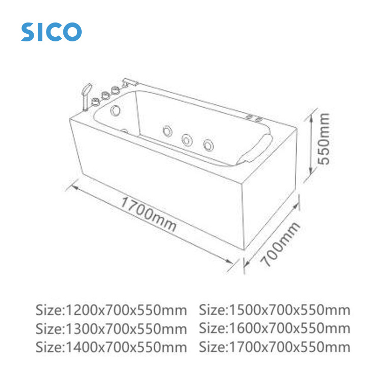 Custom Modern Hot Tub White Acrylic Freestanding Massage Whirlpool Walk In Tub Shower Combo Bathtub