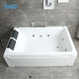 Factory Hot Sale Indoor Hydro Massage Air jet 2 Person Whirlpool Bathtub with Led Lights Jacuzz Tub for a Serene