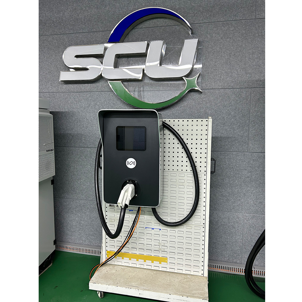 SCU wall fixation commercial charging pile EVSE 30kW DC fast EV charger solar electric car charging station