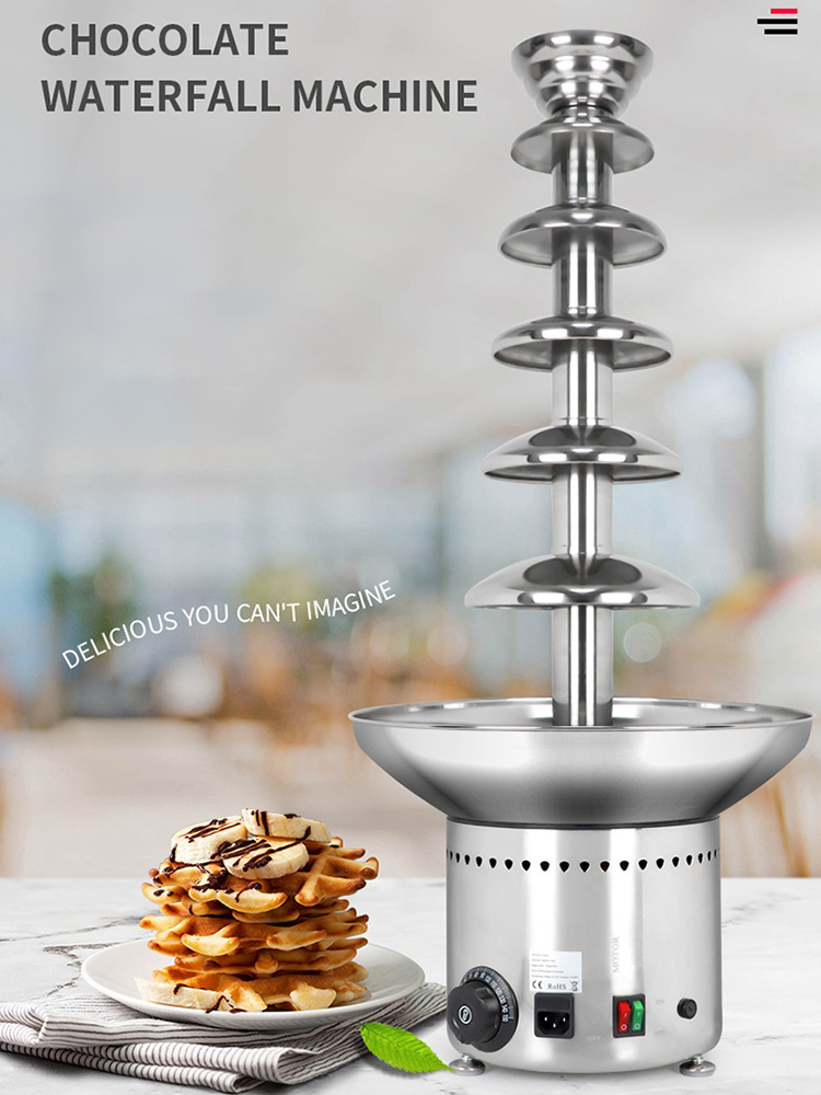 Commercial Chocolate Fountain with 5 Tiers Chocolate Melting Furnace Chocolate Fountain for Home Office Party