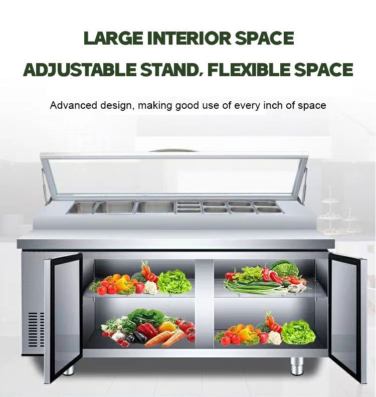 Commercial Refrigerated Pizza Refrigerator Prep Station Glass Top Refrigerator Marble Pizza Prep Station commercial freezer