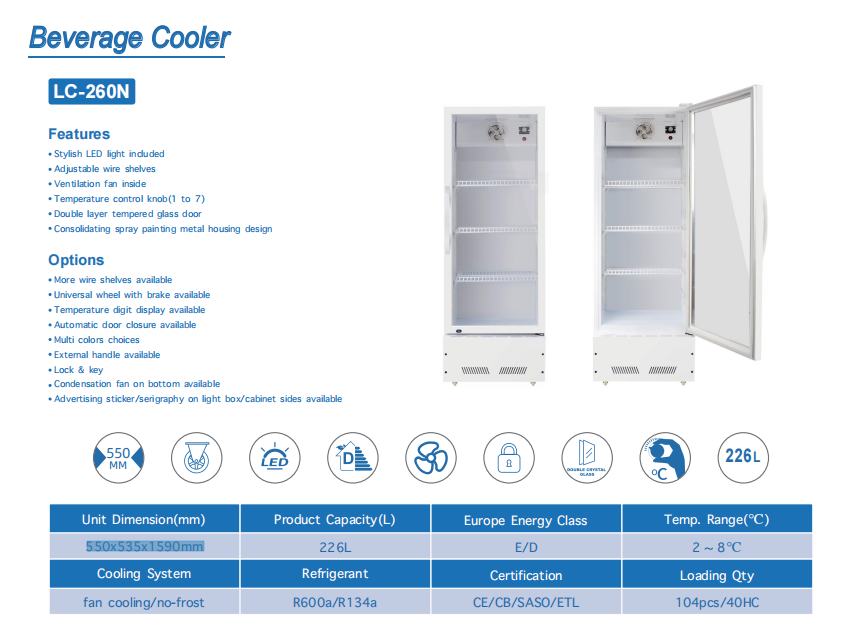 Commercial Beer Pepsi Soft Drink Display Refrigerator Beverage Cooler with Glass Door Display Refrigerator